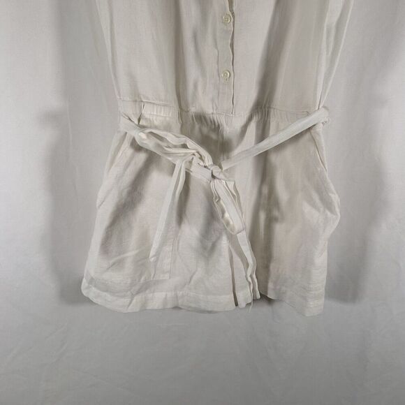 LOFT Romper Women XS White Short Sleeve Round Neck Sleeveless Lightweight Cotton - Picture 3 of 11